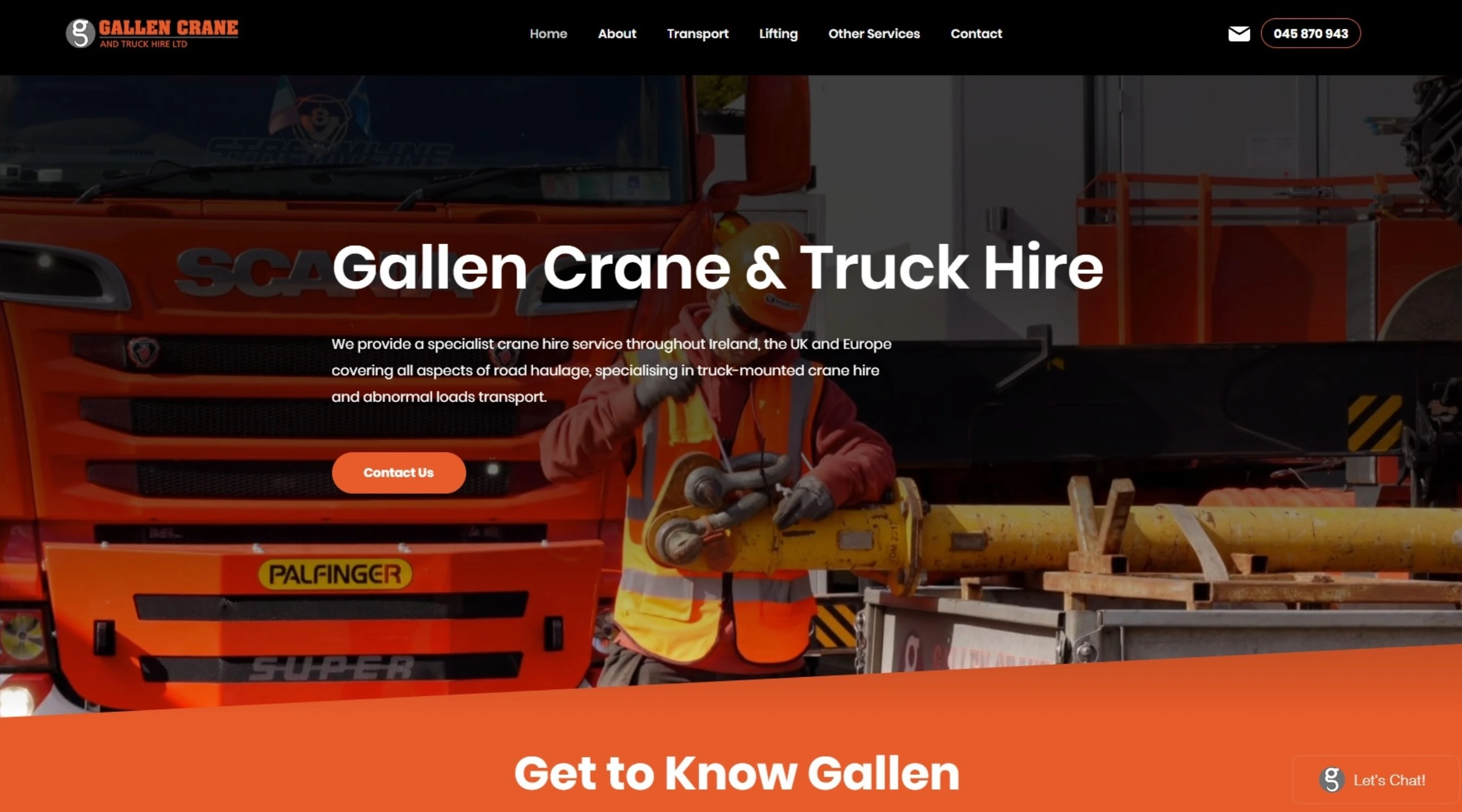 Web app — Gallan Crane Hire